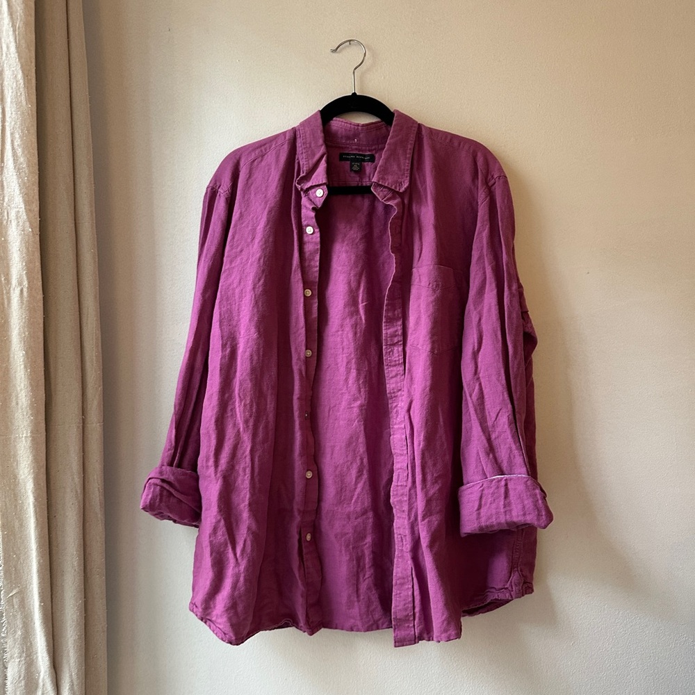 Banana Republic Purple Linen Blend Button Down XL